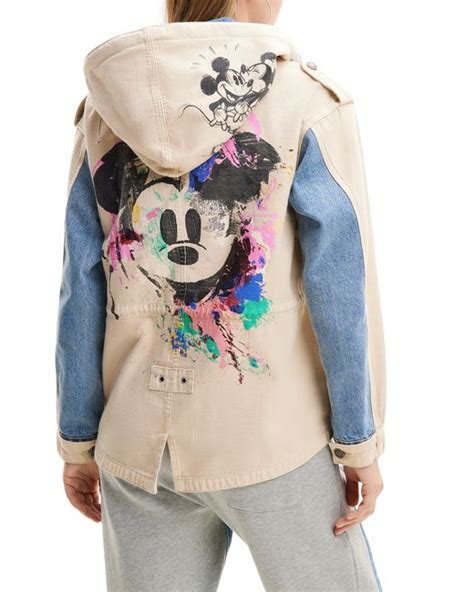 Desigual Disney Mickey Mouse Hooded Denim Jacket In Blue Lyst