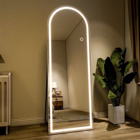 BEAUTYPEAK 64" x 21" LED Arched Full Length Mirror Standing Floor