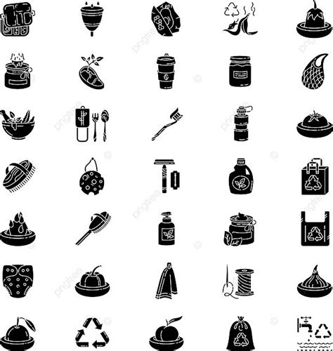 Set Of Black Glyph Icons On White Space Promoting Anticonsumerism