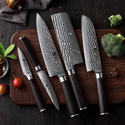 XINZUO Kitchen Knife Block Set Damascus Steel Chef Knife Set