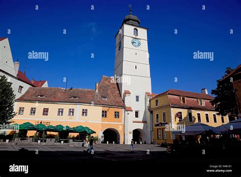 Council Tower Turnul Sfatului Old City Of Sibiu Romania Stock Photo