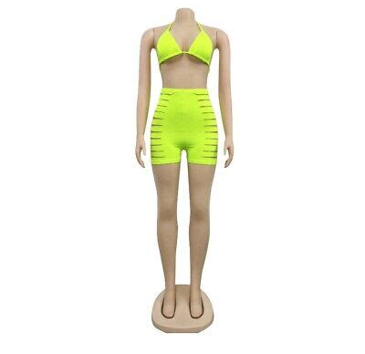 Women Bandage Bikini Set Hollow Out Bikinis Hole Shorts Sexy Beach PC XB EBay