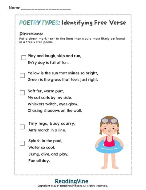 Free Verse Poem Examples And Activities ReadingVine