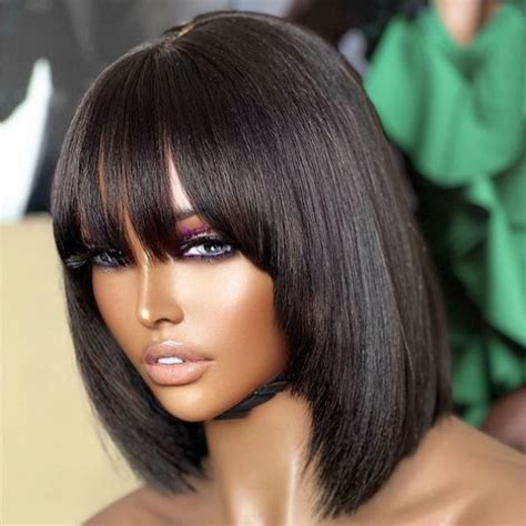 Trendy Layered Cut Yaki Straight Glueless Minimalist Lace Bob Wig With