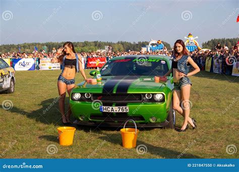 Semi Naked Girls Erotically Wash A Sports Car Editorial Image Image Of Back Metal