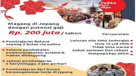 Lowongan Program Magang Di Jepang Dari Lpk Tadika Puri Jaya Ini Posisi