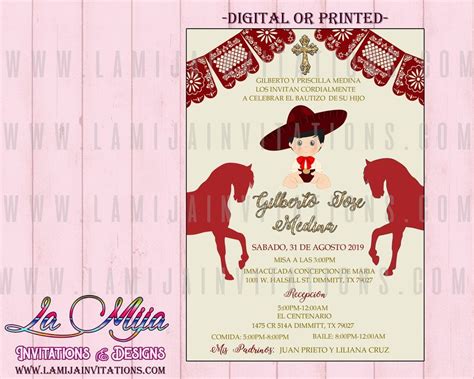 Charro Invitations Customized Item Bautizo Charro Invitations