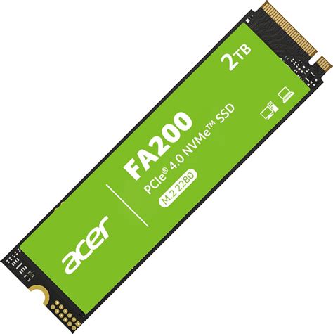 Acer FA200 M.2 2280 SSD 2TB: PCIe 4.0 NVMe Gen4x4 con HMB y SLC, hasta 7200 MB/s de Velocidad de