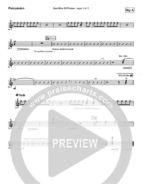 Sacrifice Of Praise Percussion Sheet Music Pdf Don Moen Praisecharts