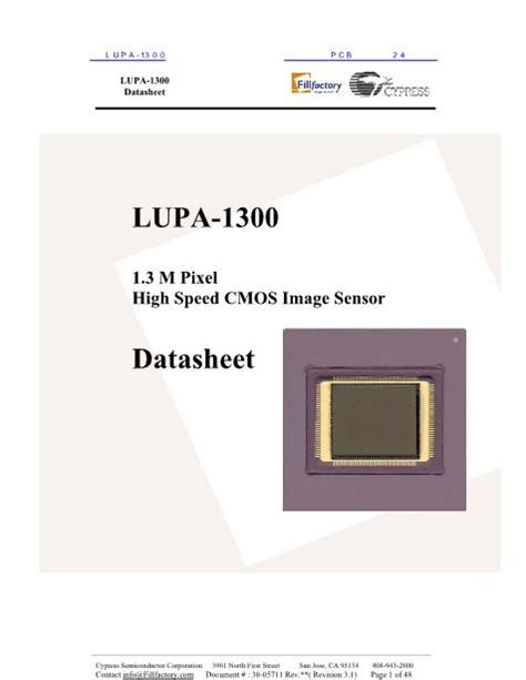 LUPA 1300 Datasheet PDF文件下载 芯片资料查询 维库电子市场网