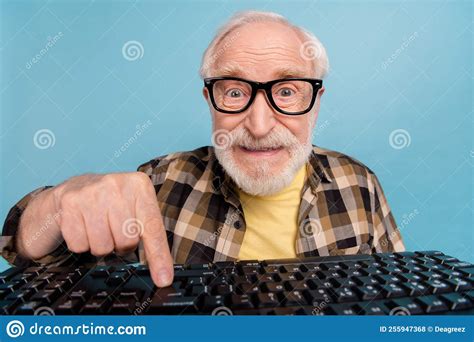 Photo Of Funky Funny Man Pensioner Dressed Checkered Shirt Eyewear