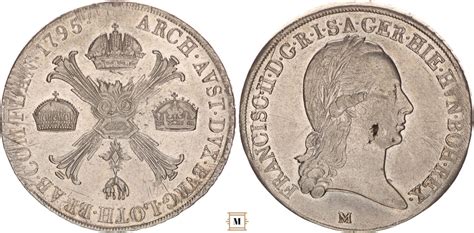 RDR kronentaler 1795 M Franz II Milano XF schrötlingsfehler leicht