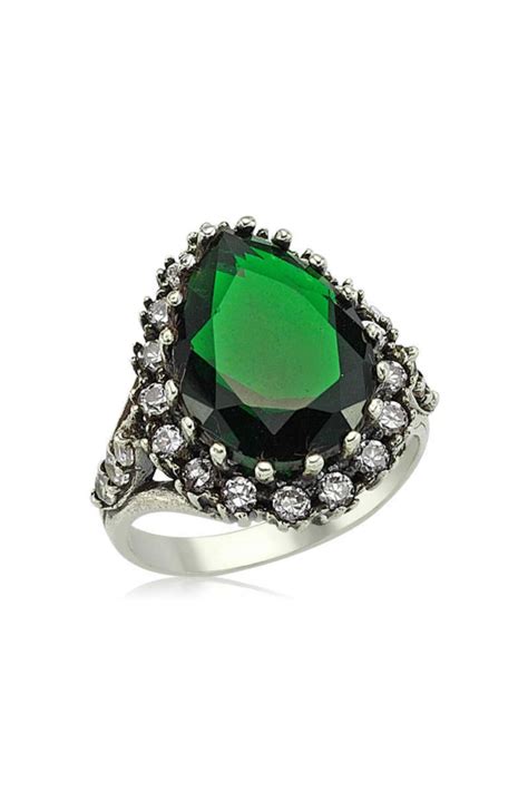 Anillo De Plata Verde Esmeralda Hurrem Sultan Silver Women México