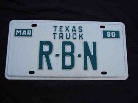 TEXAS 1980 VANITY LICENSE PLATE RBN ROBERT RICK RAY ROY