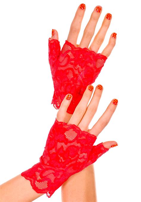 Red Fingerless Lace Gloves