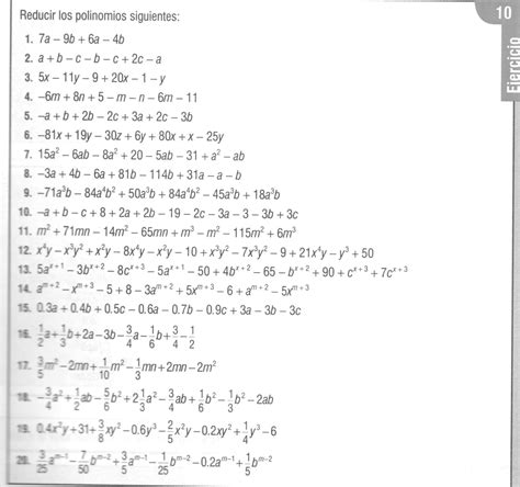 20 Ejercicios De Suma Y Resta De Polinomios