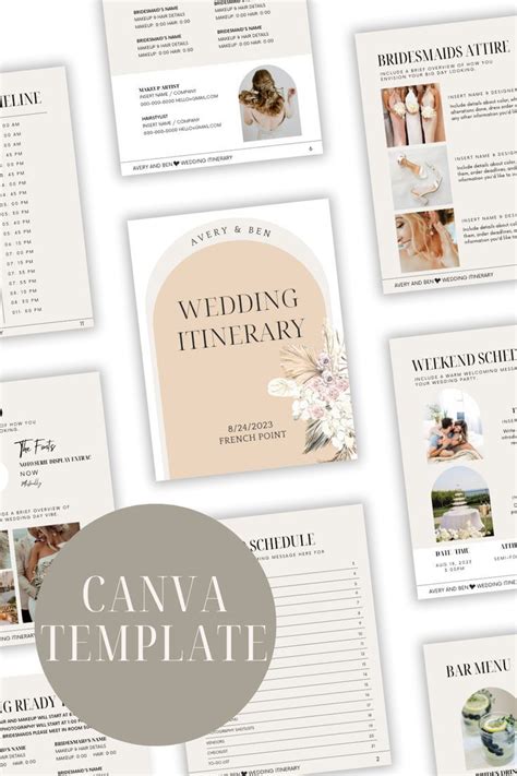 Wedding Itinerary Template 15+ Pages for Wedding Party, Canva ...