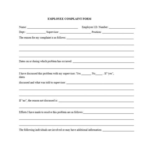 Employee Complaint Form Letter Templates Docformats