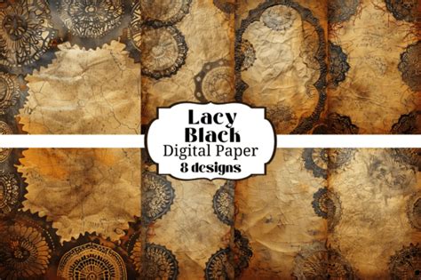 8 Lacy Black Junk Journal Backgrounds Graphic By Laura Beth Love