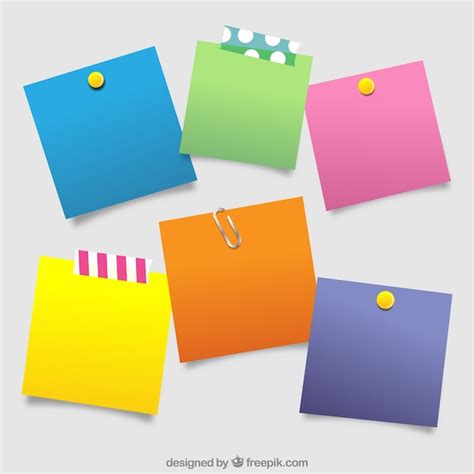 Free Vector | Assortment of post-it with different colors