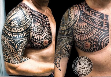 Freehand Samoan inspired tattoo รอยสกลายชนเผา ลายสก