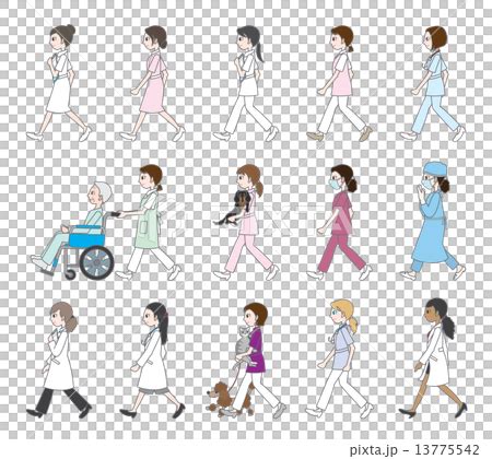 歩いている人々 / 医者＆看護師のイラスト素材 [13775542] - PIXTA