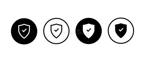 Shield Check Mark Vector Icon Set Shield Protect Symbol Stock Vector