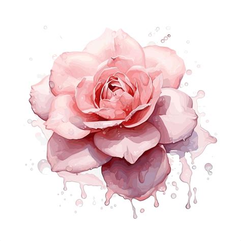 Una Rosa Rosada Con Gotas De Agua En Ella Vector Premium