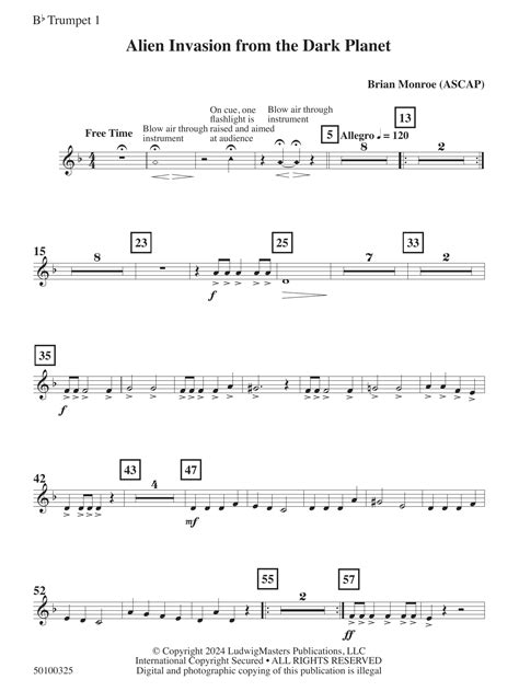 Alien Invasion From The Dark Planet - Trumpet 1 by Brian Monroe Sheet ...