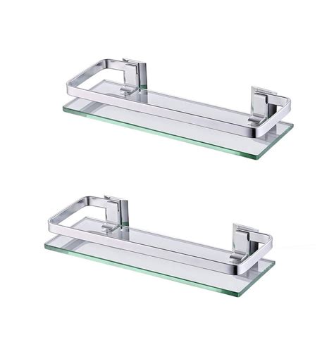 Bathroom Shelves Kes Bathroom Glass Shelf Anodized Aluminum Tempered Glass 8mm Extra Thick 2