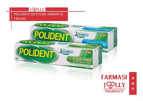 Jolly Pharmacy Polident Denture Adhesive Cream Fresh Mint Flavour