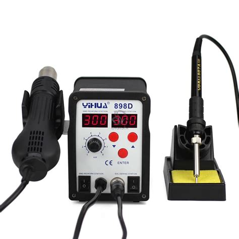898D 2in1 SMD Rework Soldering Station Solder Iron With Heat Hot Air Gun ESD Tips In Soldering