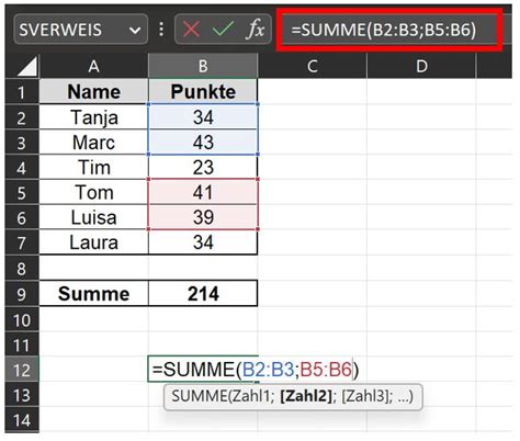 Excel Summe bilden - so geht's