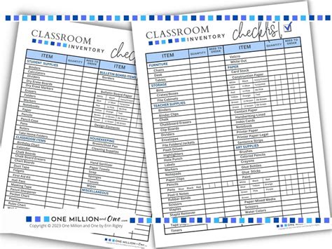 Classroom Inventory Checklist For Teachers Supplies And Materials