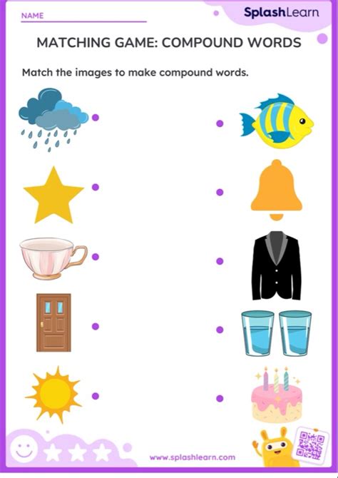 Matching Game Compound Words — Printable Ela Worksheet Worksheets