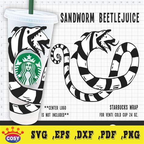 Sandworm Beetlejuice Starbucks Cold Cup Svg Full Wrap For Starbucks V