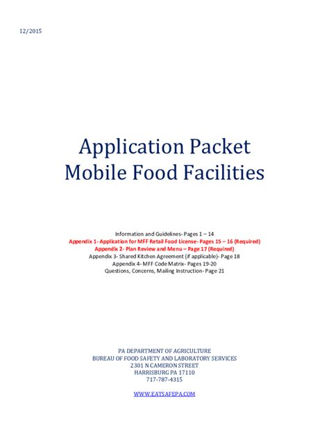 Fillable Online Application Packet Retail Food Facilities Fax Email