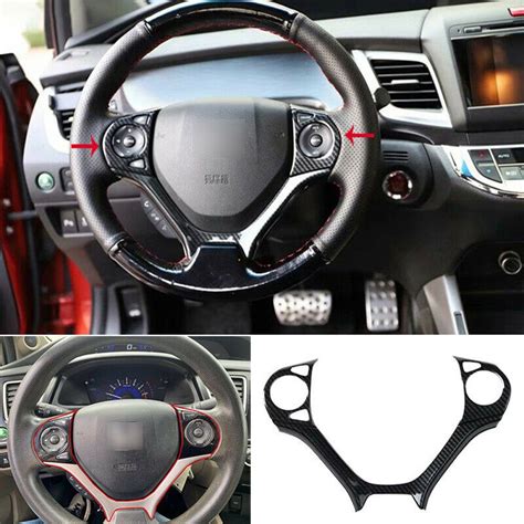 1x Carbon Fiber Style Steering Wheel Frame Cover Trim For Honda Civic