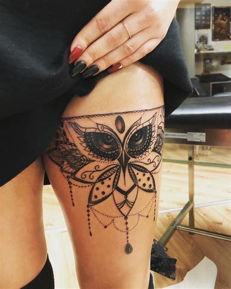 536 Tatuajes Para Mujer En La Pierna 【 Delicados 】 Owl Thigh