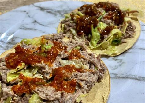 Tostadas De Carne Deshebrada Receta De Karen Cookpad