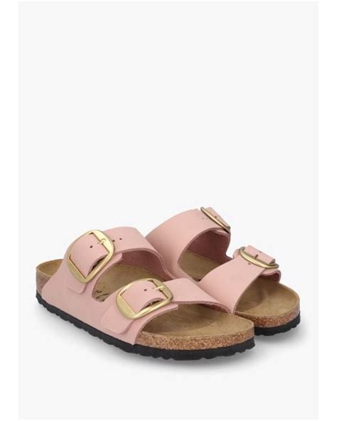 Birkenstock Arizona Big Buckle Soft Pink Nubuck Leather Two Bar Mules