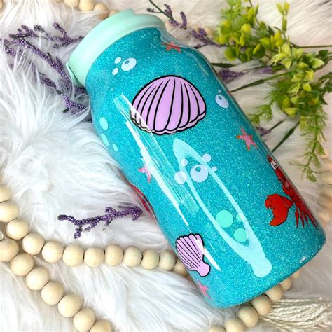 Little Mermaid Glitter Tumbler Disney Tumbler Glitter Etsy