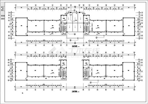 上海某附属中学3300平米五层框架结构教学楼建筑设计cad图纸框架结构教学楼土木在线