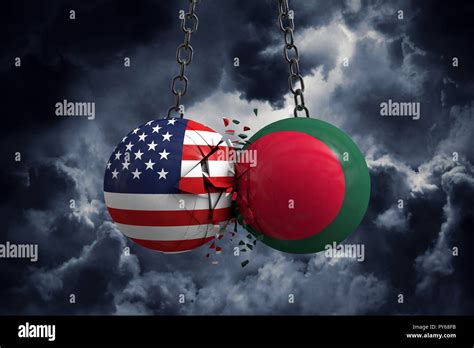 Relationship conflict between USA and Bangladesh. Trade deal concept ...