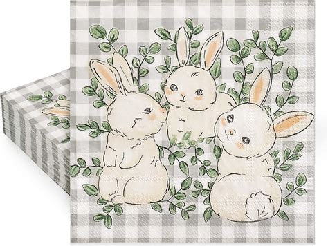 Amazon Jarthenaamcs Pcs Easter Paper Napkins Bunny Rabbit