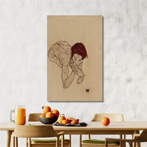 Crouching Female Nude Egon Schiele Canvas Print