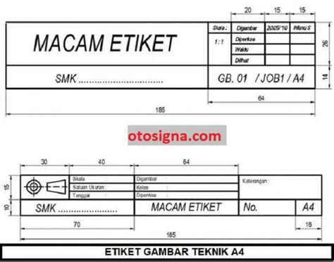 Ukuran Etiket Gambar Teknik A4 - 52+ Koleksi Gambar