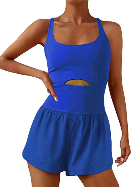 Womens Athletic Workout Romper Summer Cut Out Running one-piece