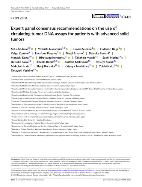 Pdf Expert Panel Consensus Recommendations On The Use Of Circulating