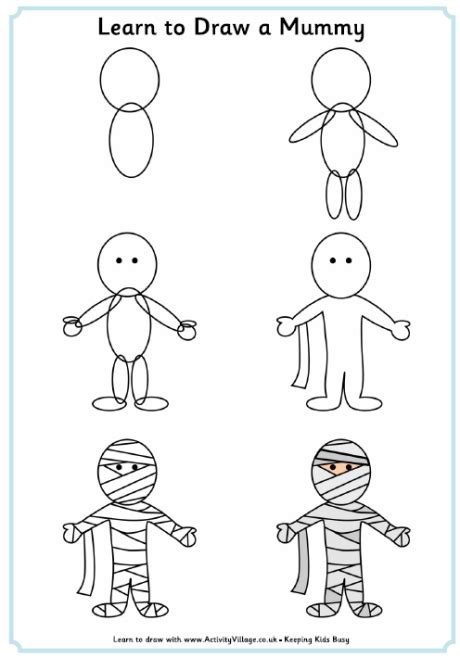 Learn To Draw A Mummy Halloween Drawings Easy Drawings Learn To Draw